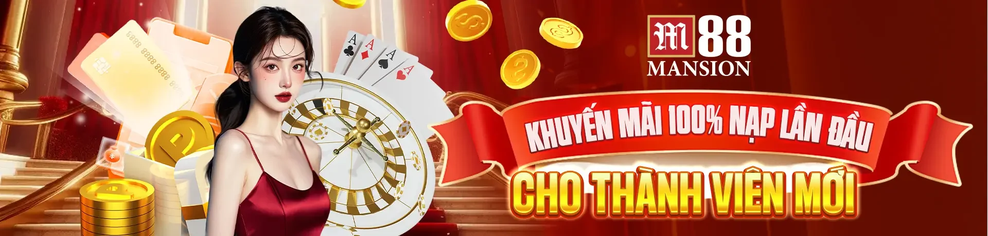 Banner khuyến mãi 100% nạp lần đầu cho thành viên mới